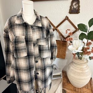 Laundry By Shelli Segal Black and White Plaid Utility Jacket